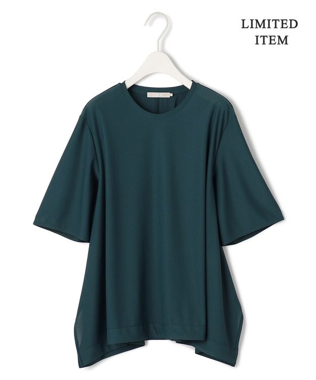 ICB L 【WEB限定・洗える】シアートリコット ペプラムカットソー ピーコック系