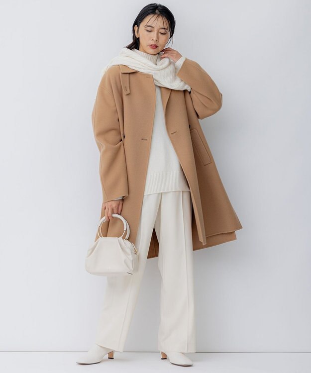 23区 【洗える】ウールカシミヤ ハイネック ニット ホワイト系