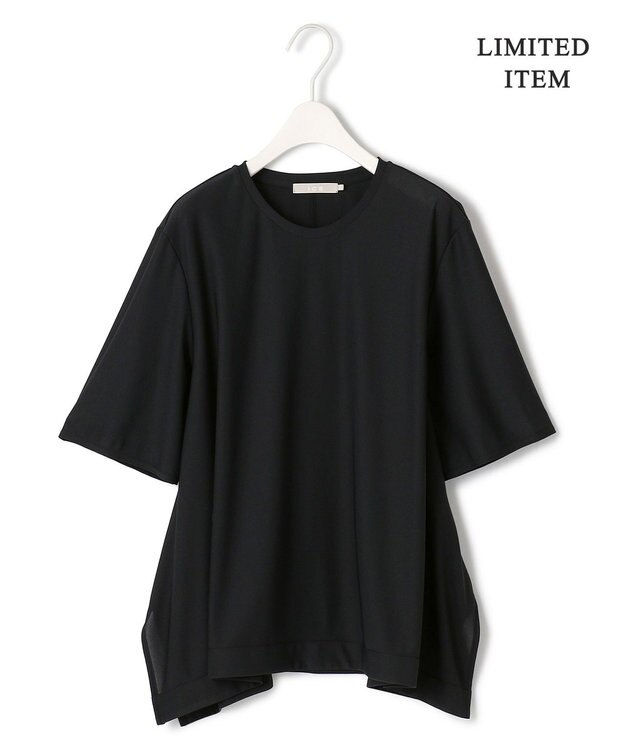 ICB 【WEB限定・洗える】シアートリコット ペプラムカットソー ブラック系