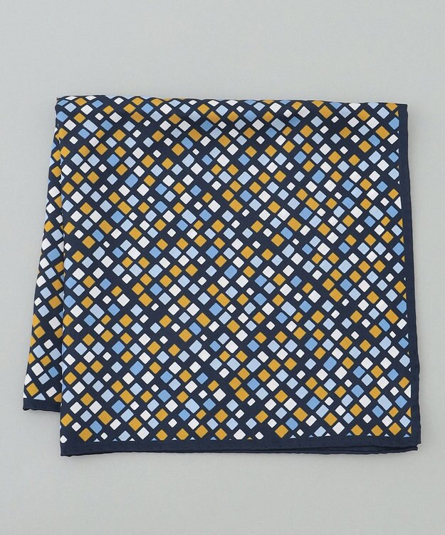 GOTAIRIKU 日本製【シルク100％】オリジナル柄チーフ_幾何学柄 ネイビー系8