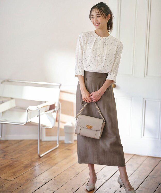 ANY SIS L 【洗える】ラッフルボウ ブラウス オフベース