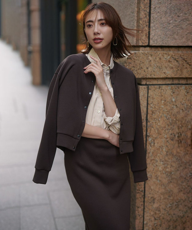 UNFILO 【野呂佳代さん着用】BEAUTY FORM JERSEY Iラインスカート [NEW]ブラウン