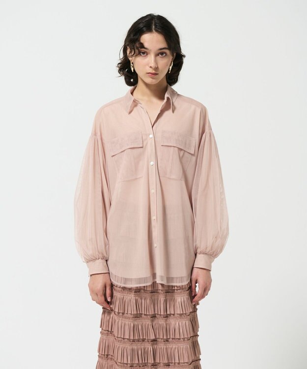 GRACE CONTINENTAL チュールレイヤードシャツ ベージュ