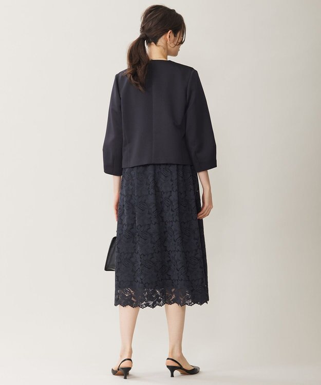 自由区 S 【洗える】グログランパフスリーブ ジャケット ダークネイビー