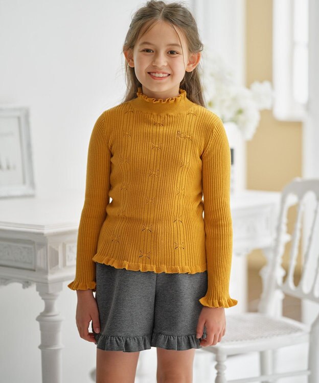 組曲 KIDS 【150-160㎝】リブニット マリーゴールド系