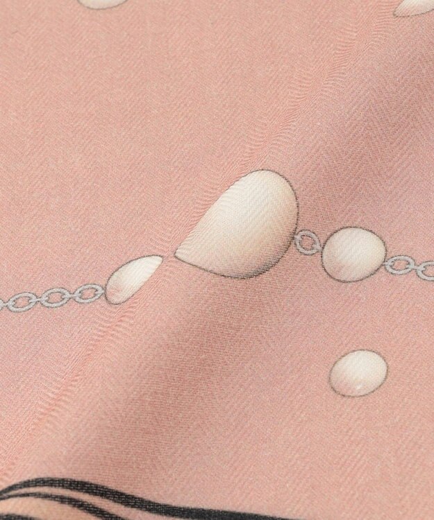 TOCCA PEARL WITH RIBBON WOOL SILK SQUARE STOLE ストール ベージュ系