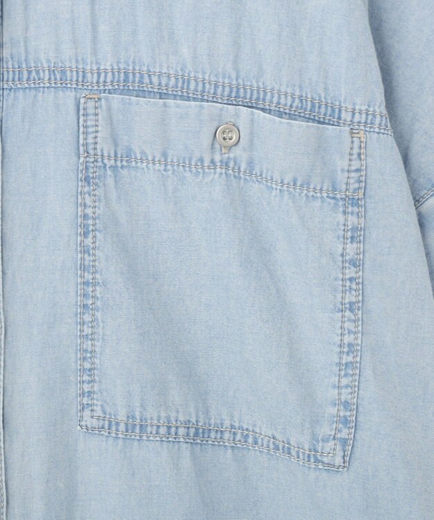 Green Parks シアーデニム２ＷＡＹビックドルマンシャツ Light Indigo