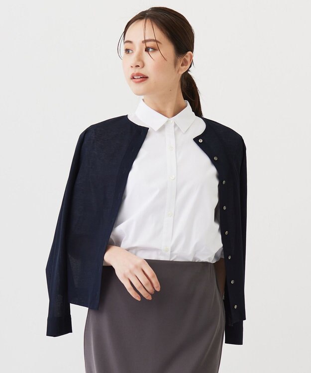 J.PRESS LADIES L シアータックフライス カーディガン ブラック系