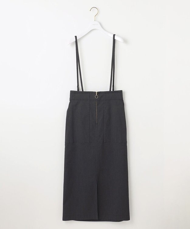 ANY SIS 【2WAY】フロントジップタイト スカート シャンブレーブラック