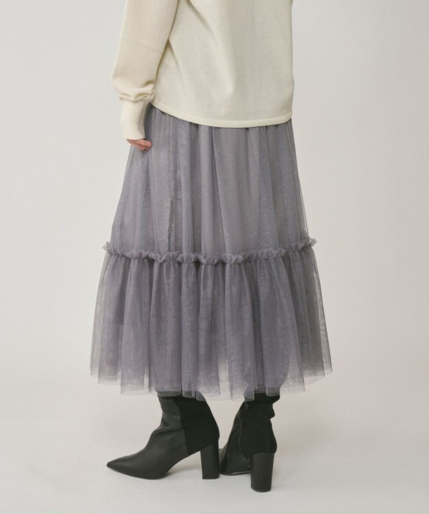 GRACE CONTINENTAL ラメチュールギャザースカート グレー