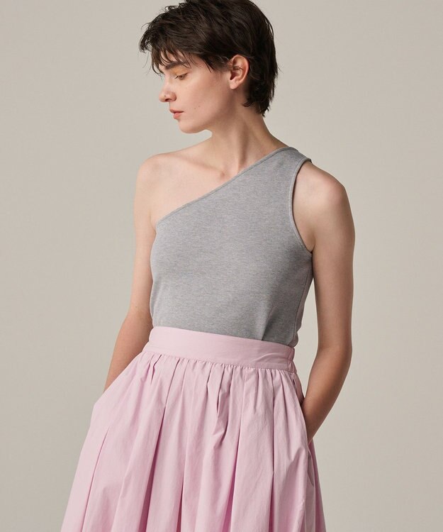 uncrave コットンミラノ ワンショルダー トップス（uncrave WHITE） ライトグレー