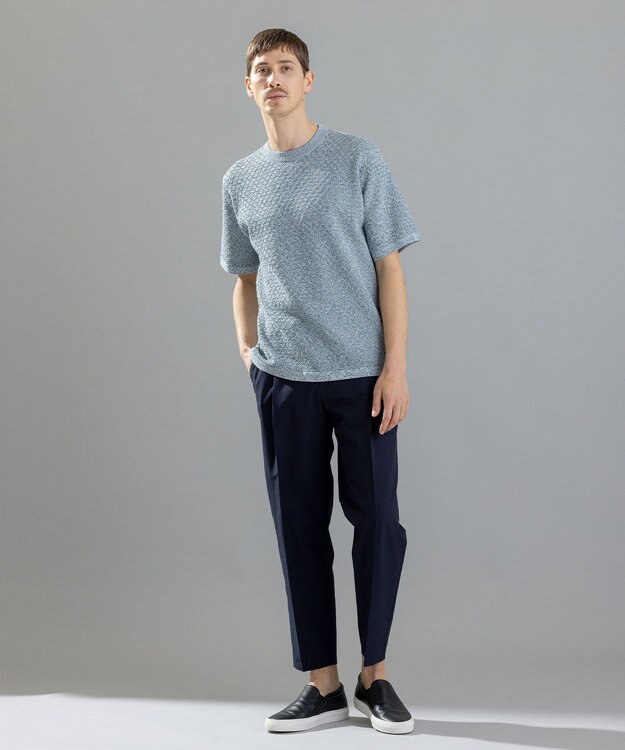 JOSEPH HOMME ドライコットンリンクス　半袖ニット サックスブルー系