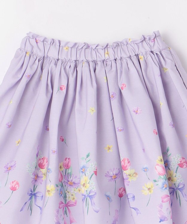 ANY KIDS フラワー ブーケ プリント スカパン ラベンダー系