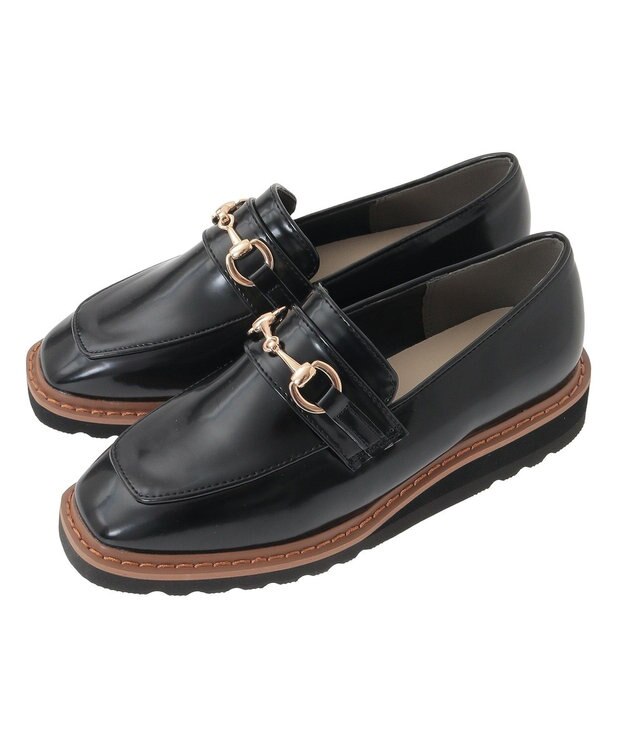 Green Parks ・ｍｉｎｉａ　厚底ビットローファー Black