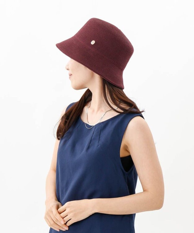 AURORA 【 LANVIN COLLECTION（ランバン コレクション） 】シルクブレードクロッシェハット ワイン