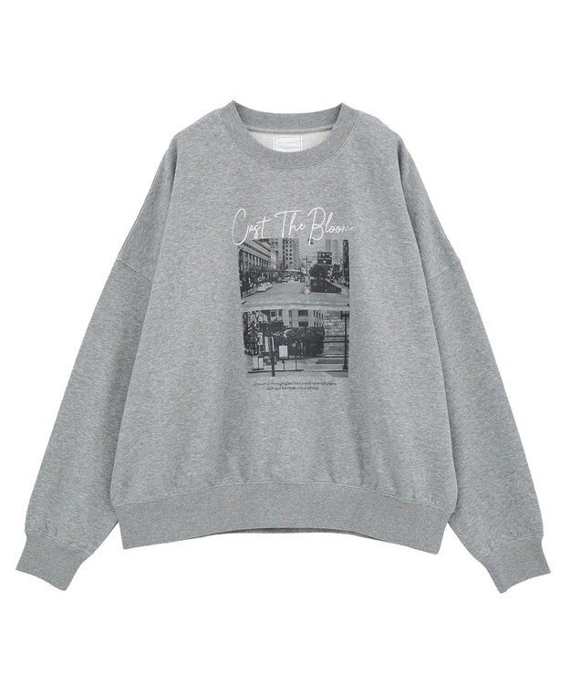 Green Parks オーバーサイズロゴ裏毛プルオーバー Gray Mixture