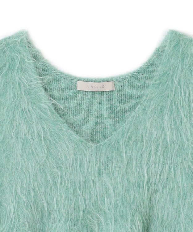 UNFILO 【野呂佳代さん着用】アルパカシャギー ペプラムジレ グリーン