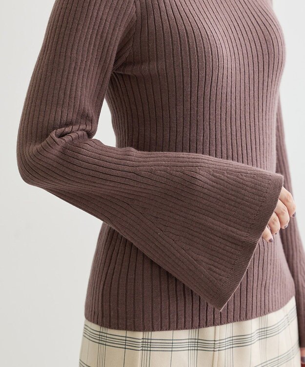 Green Parks ・ｓｗｉｎｇ　ｂｙ　ベルスリーブクルーリブニット Mocha