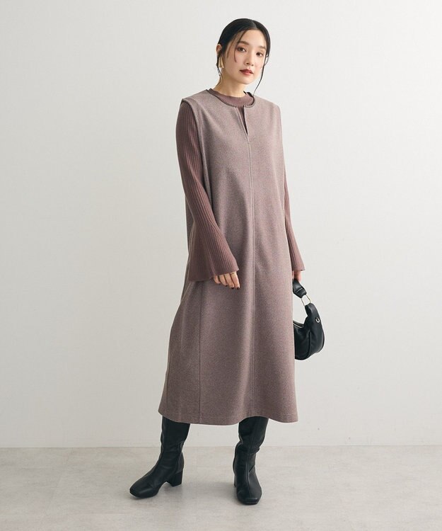 Green Parks ・ｓｗｉｎｇ　ｂｙ　ベルスリーブクルーリブニット Mocha