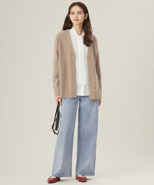 自由区 【洗える】ナチュラルタッチボウタイ ブラウス オフ