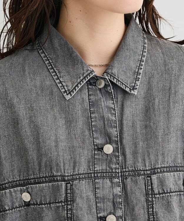 Green Parks シアーデニムシャツＧジャン Black