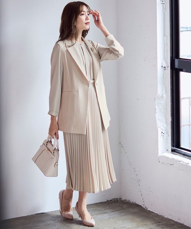 ANY SIS 【洗える】セレモニーダブルクロス ジレ ライトベージュ