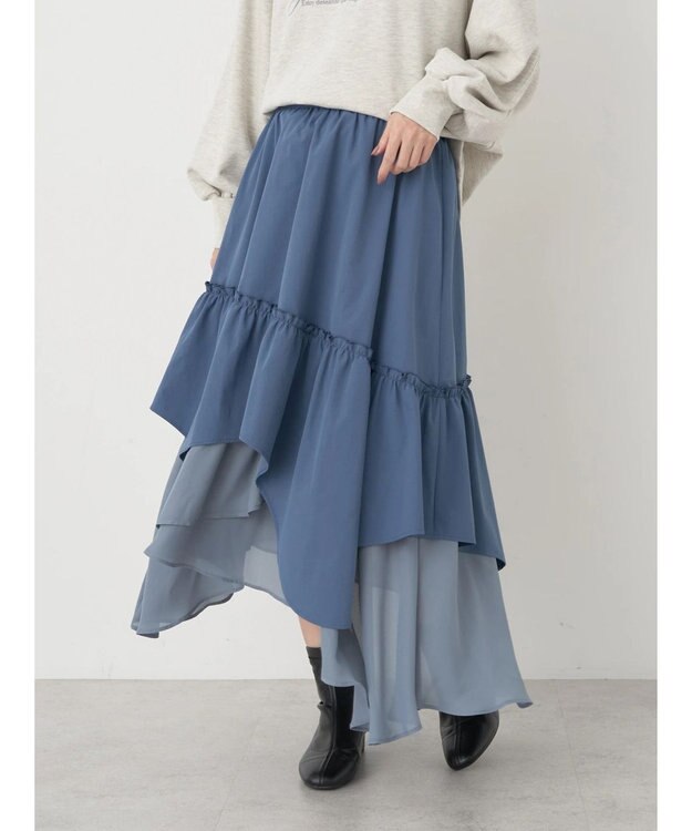 earth music&ecology イレヘムティアードスカート Blue