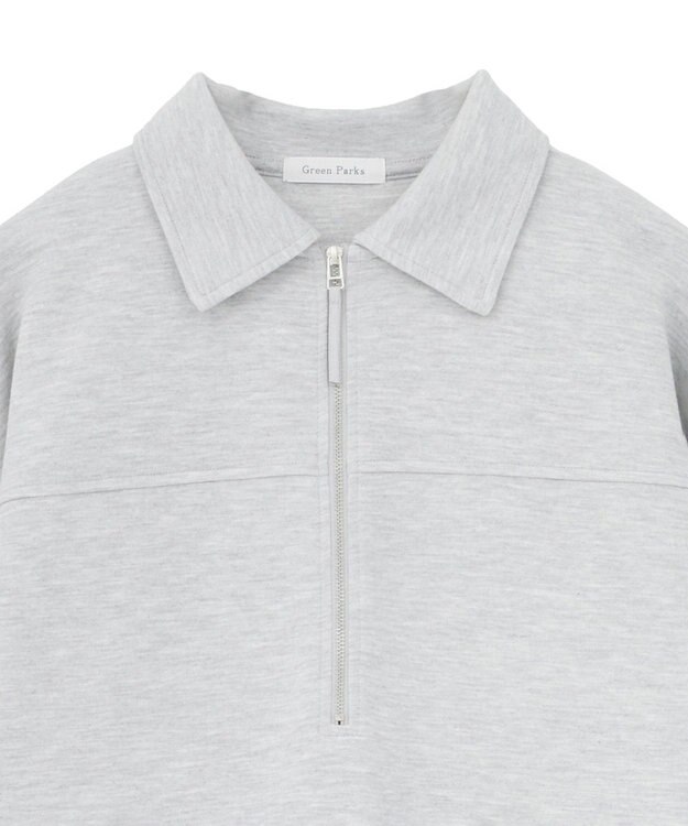 Green Parks ポロ衿ハーフＺＩＰカットワンピース Gray Mixture