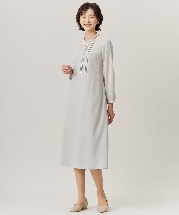 J.PRESS LADIES 【洗える】ノルディス2wayジョーゼット タックディテール ワンピース ベージュ系