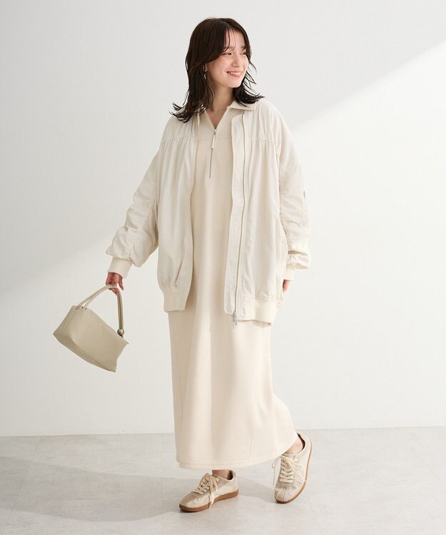 Green Parks ポロ衿ハーフＺＩＰカットワンピース Ivory