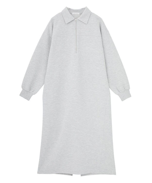 Green Parks ポロ衿ハーフＺＩＰカットワンピース Gray Mixture