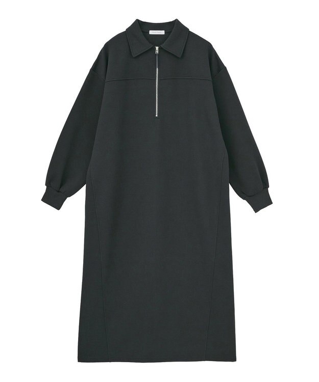 Green Parks ポロ衿ハーフＺＩＰカットワンピース Charcoal Gray