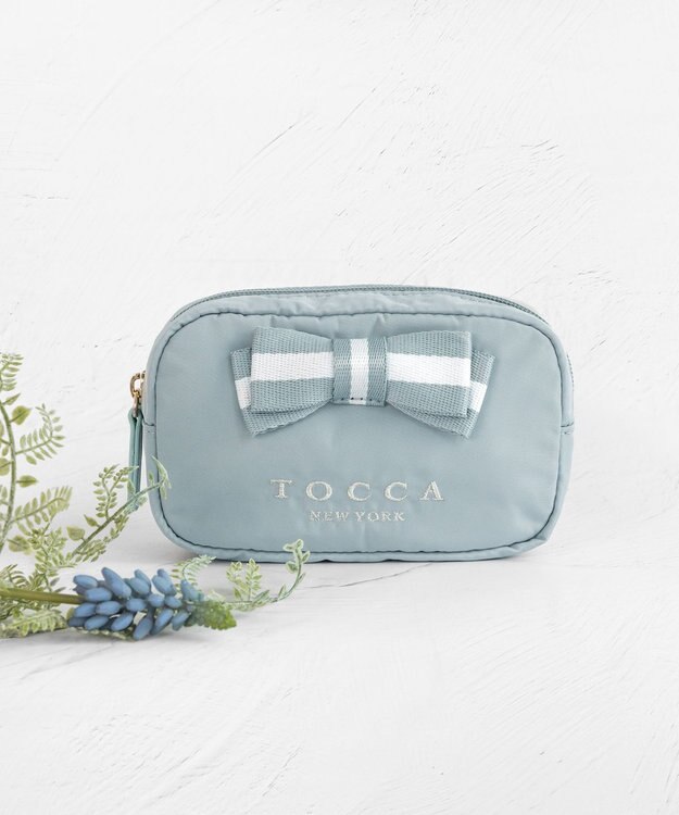 TOCCA 【WEB限定】BICOLOR RIBBON POUCH ポーチ ブルー系