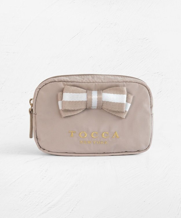TOCCA 【WEB限定】BICOLOR RIBBON POUCH ポーチ ベージュ系