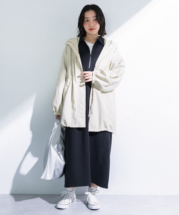 Green Parks ポロ衿ハーフＺＩＰカットワンピース Charcoal Gray