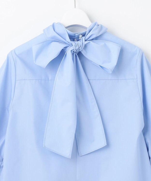 Feroux 【洗える・2WAY】リボンタイチュニック ブラウス スカイブルー系