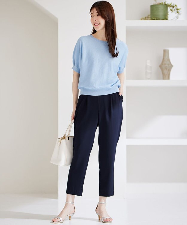 ANY SIS S 【接触冷感・UVカット・吸水速乾】サラキレイ テーパード パンツ ネイビー