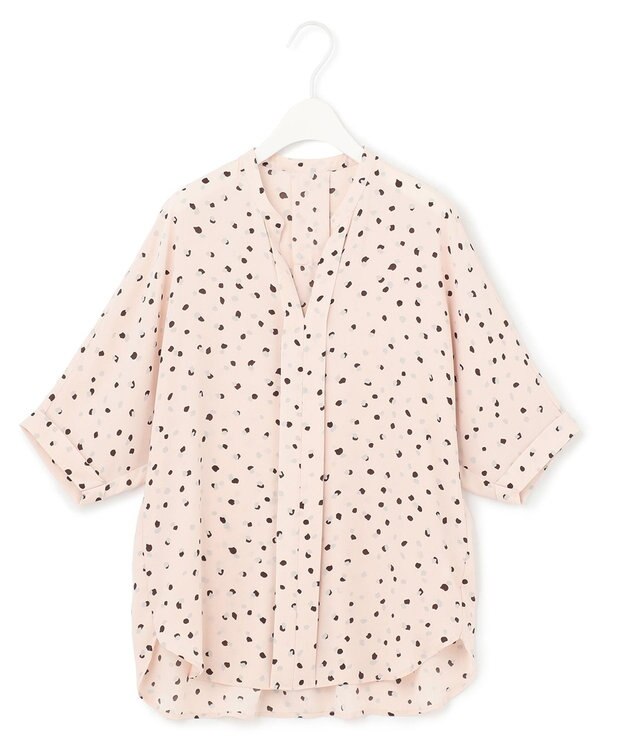 ICB 【WEB限定カラーあり・洗える】Back Satin Amunzen キーネックブラウス ローズピンク系柄