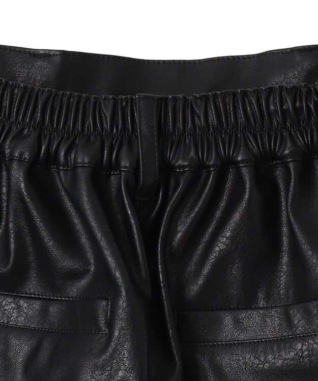 WEGO ヴィンテージライクPUショートパンツ ブラック