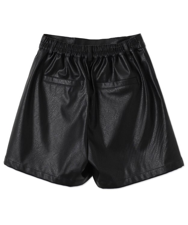 WEGO ヴィンテージライクPUショートパンツ ブラック