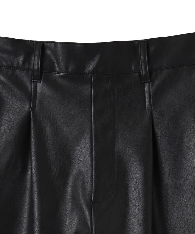 WEGO ヴィンテージライクPUショートパンツ ブラック