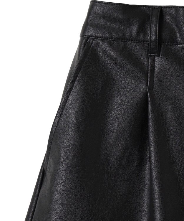 WEGO ヴィンテージライクPUショートパンツ ブラック