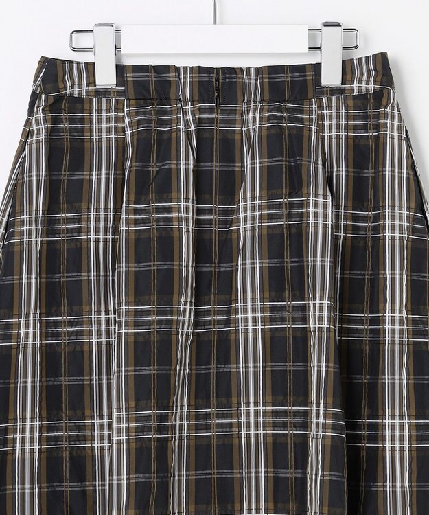 J.PRESS LADIES S ハイマルチタフタ チェック フレアスカート ブラックチェック系