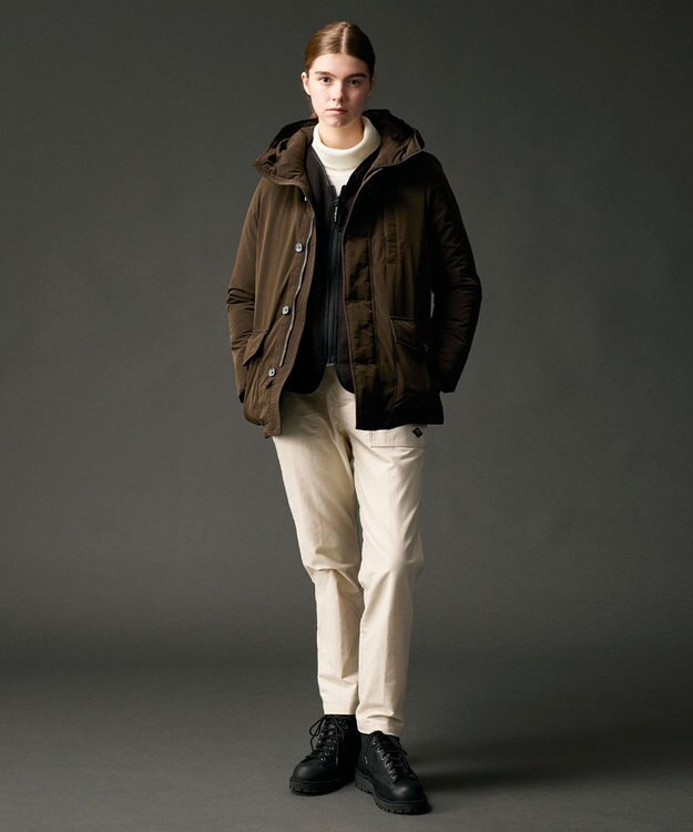 JOSEPH ABBOUD MOUNTAIN 【サスティナブル/ECO撥水/ECOファー/９ポケット】ナイロンピーチダウンコート ダークブラウン系