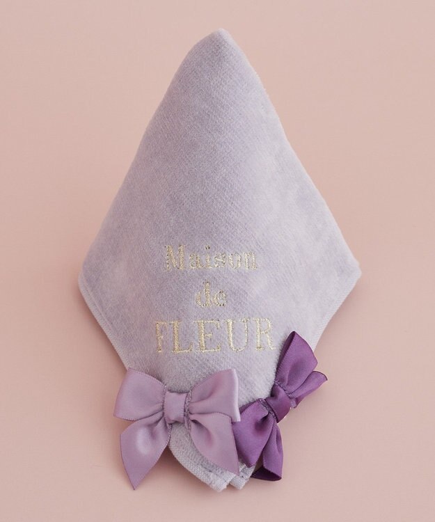 Maison de FLEUR バイカラーリボンタオルハンカチ Lavender