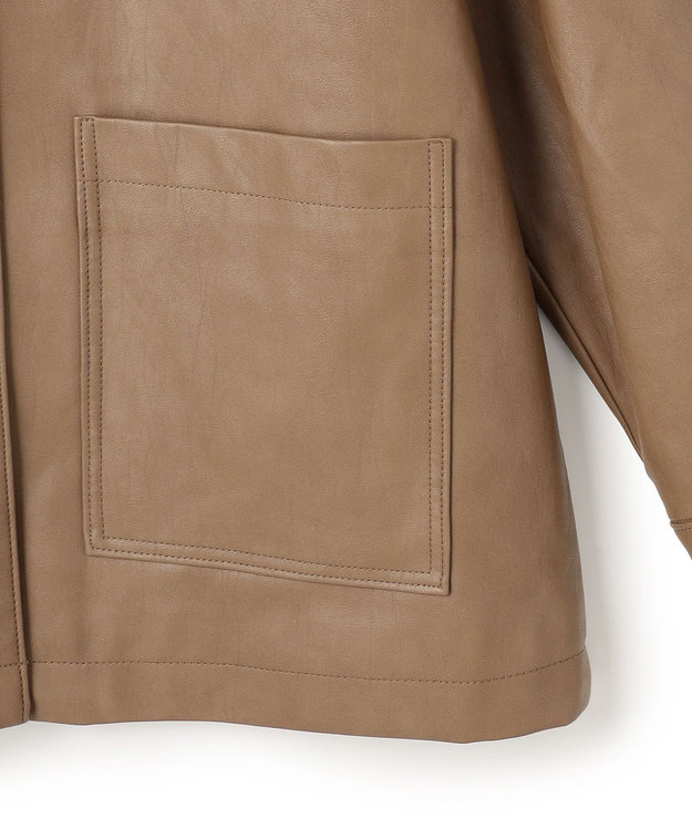 UNFILO L 【洗える】フェイクレザー ジャケット モカ