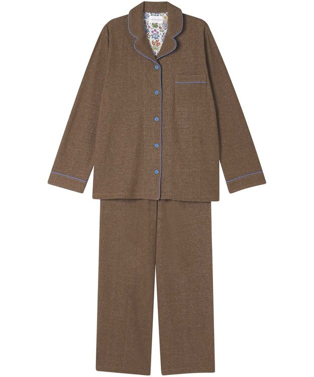 une nana cool 【綿混】コットンパイルパジャマMADEWITHLIBERTYFABRIC ブラウン