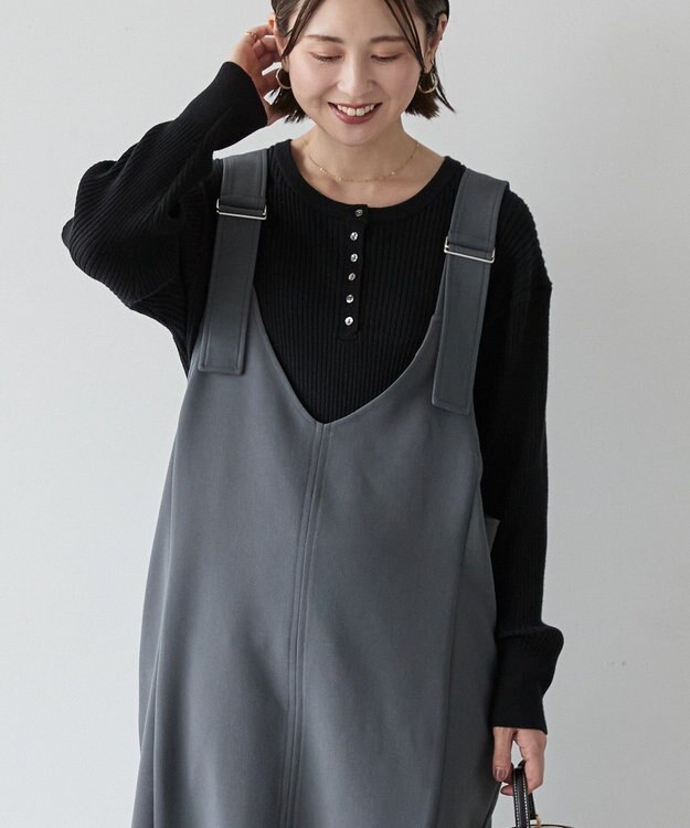 AMERICAN HOLIC バイパチヘンリーネックリブニットプルオーバー Black