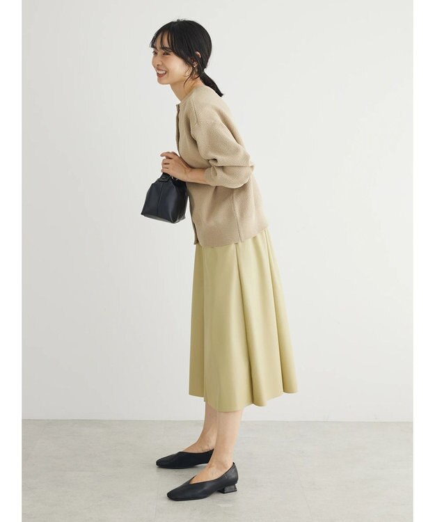 Green Parks レザーライクキリカエＡラインスカート Beige