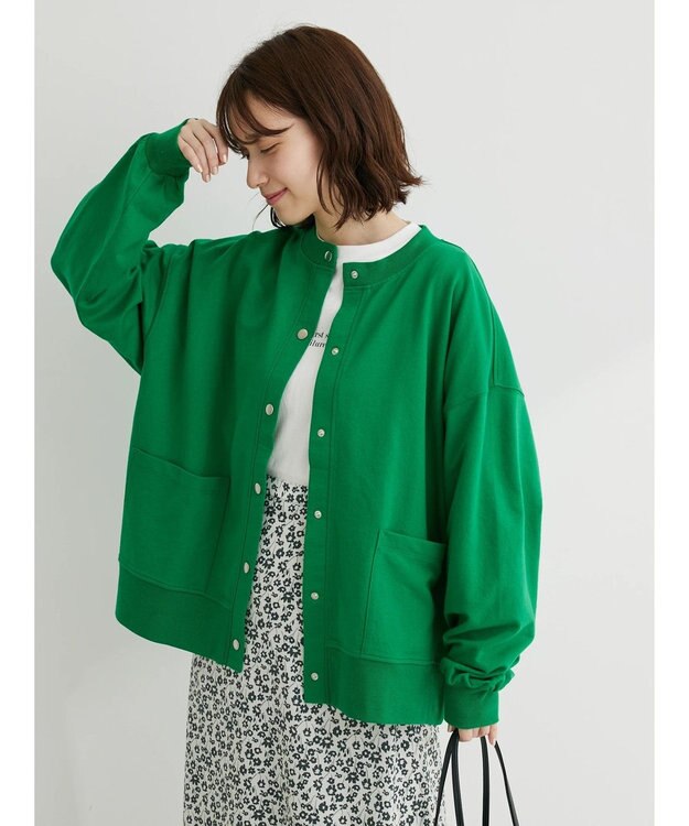 Green Parks ミニ裏毛オーバーサイズカーディガン Green